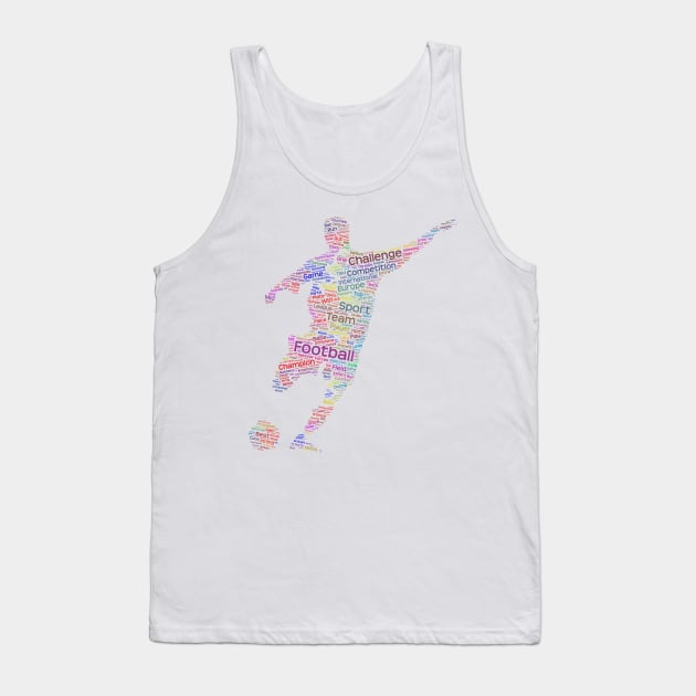 Football Footballer Silhouette Shape Text Word Cloud Tank Top by Cubebox